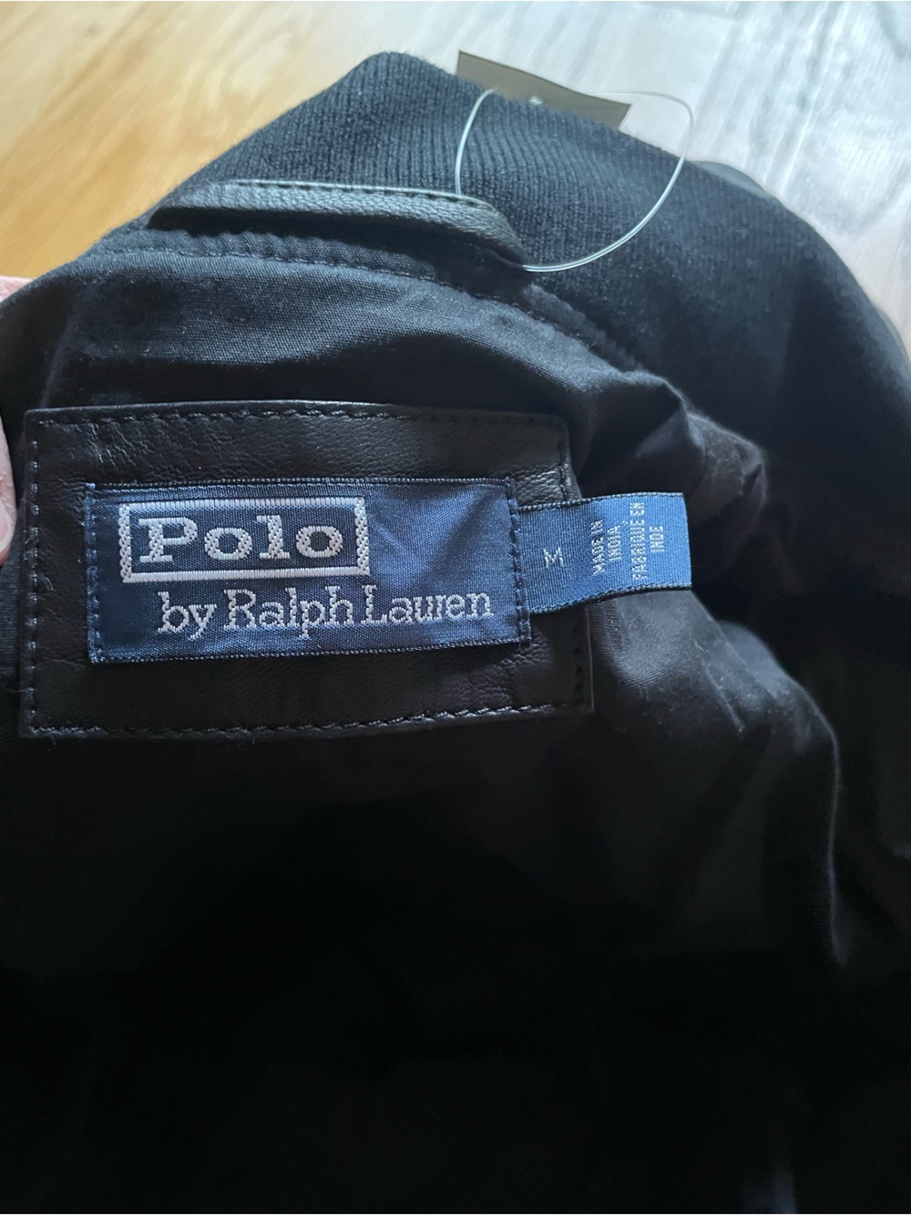 Polo by Ralph Lauren Black Hooded Lamb Leather Bomber Jacket Men’s Medium - Picture 6 of 9